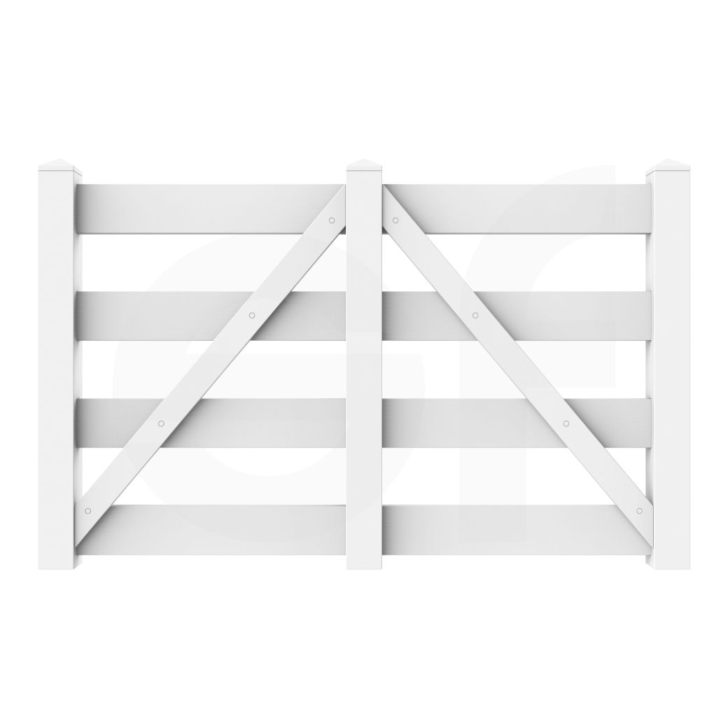 4 - Rail 6 ft. W x 5 ft. H White Vinyl Equine Fence Gate - Simple Fencing