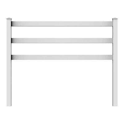 White PVC 3-rail post-and-rail paddock fence panel