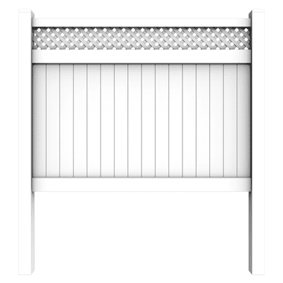 White PVC Cascade privacy fence panel with lattice top