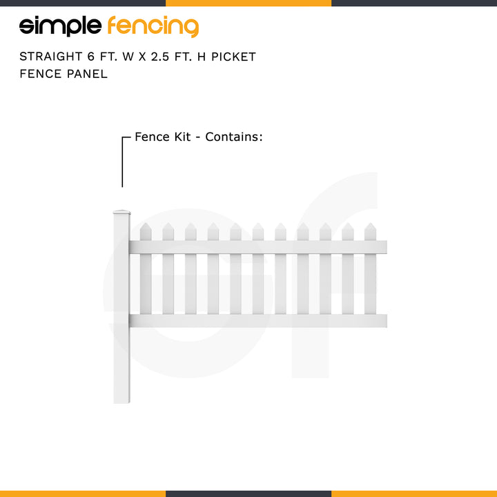 Classic Straight Top Picket Fence Panel | 6ft x 2.5ft (183cm x 76cm) - Simple Fencing