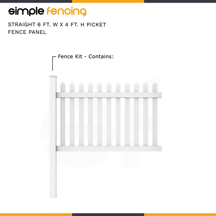 Classic Straight Top Picket Fence Panel | 6ft x 4ft (183cm x 122cm) - Simple Fencing