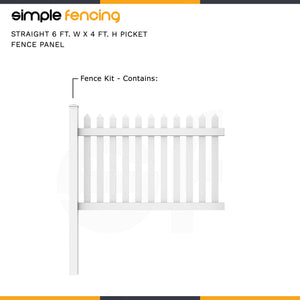Straight 6 ft. W x 4 ft. H Picket Fence Panel