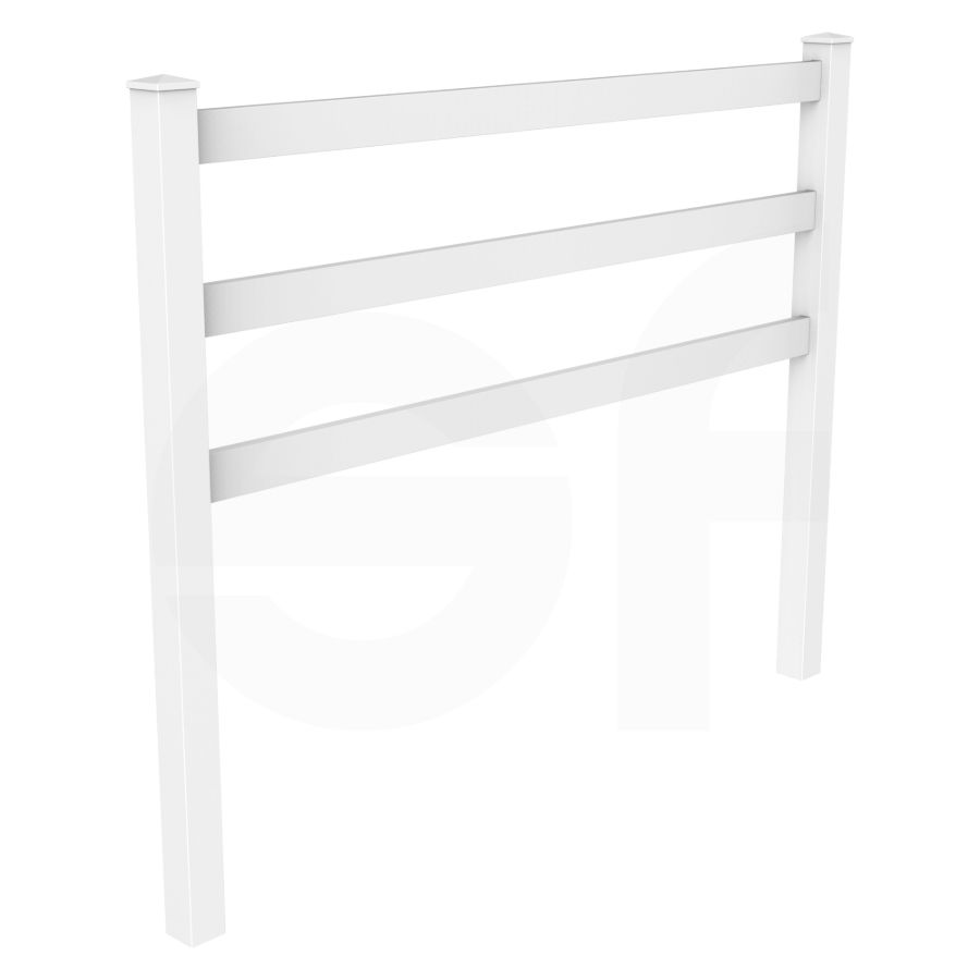 3-Rail 8 ft. W x 4.5 ft. H Equine Fence Panel (Farm Fence Panel) - Isometric View by Simple Fencing | simplefencing.co.uk