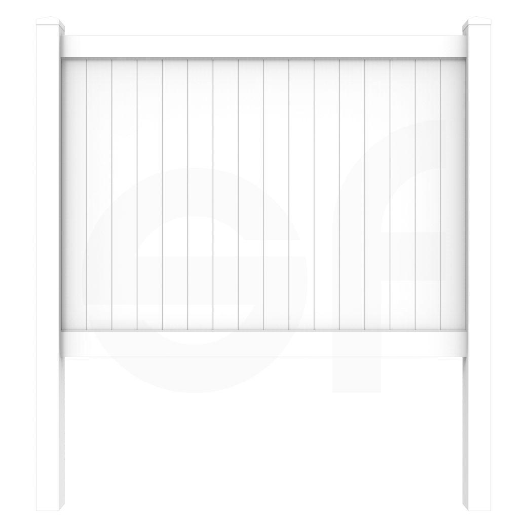 Cascade 8 ft. W x 6 ft. H White Vinyl Privacy Fence Panel - Front View by Simple Fencing | simplefencing.co.uk