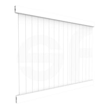 Load image into Gallery viewer, Cascade 8 ft. W x 6 ft. H White Vinyl Privacy Fence Panel - Isometric View by Simple Fencing | simplefencing.co.uk