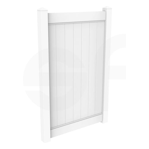 Cascade 4 ft. W x 6 ft. H White Vinyl Privacy Gate - Isometric View by Simple Fencing | simplefencing.co.uk