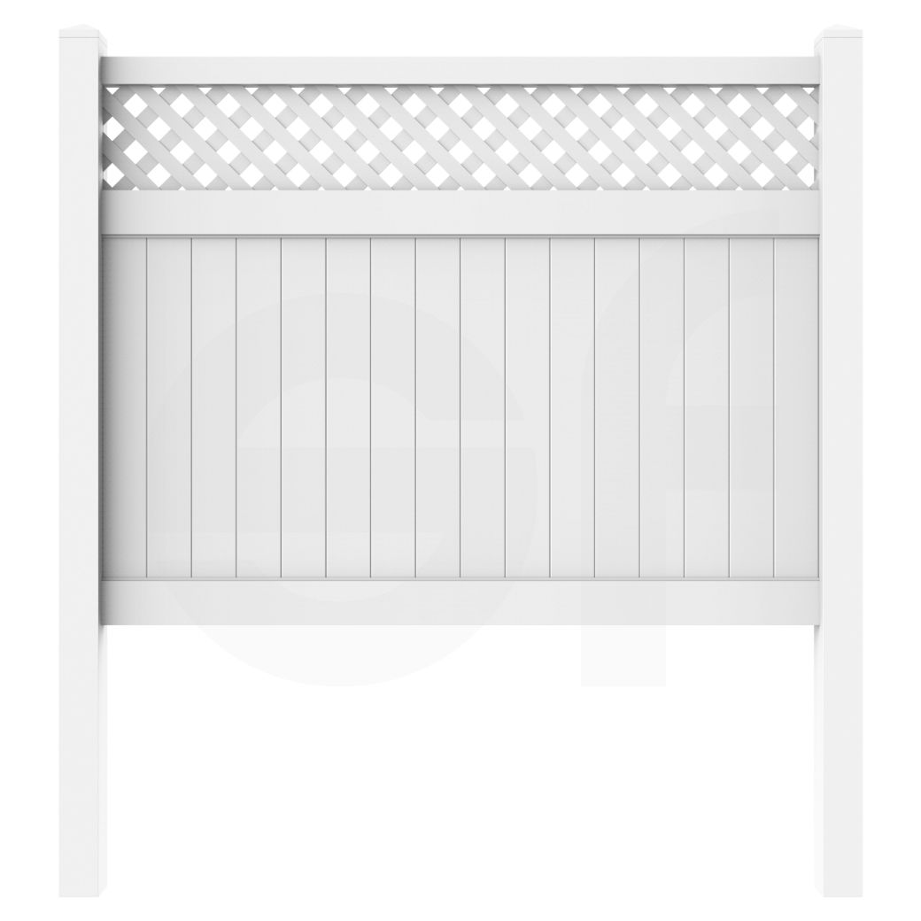 Cascade 8 ft. W x 6 ft. H White Vinyl Privacy Fence Panel with Lattice - Front View by Simple Fencing | simplefencing.co.uk