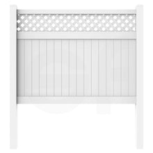 Load image into Gallery viewer, Cascade 8 ft. W x 6 ft. H White Vinyl Privacy Fence Panel with Lattice - Front View by Simple Fencing | simplefencing.co.uk