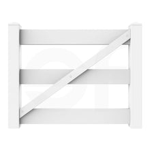 Load image into Gallery viewer, 3-Rail 4 ft. W x 4.5 ft. H White Vinyl Equine Fence Gate (Farm Fence Gate) - Front View by Simple Fencing | simplefencing.co.uk