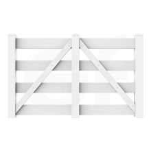 Load image into Gallery viewer, 4-Rail 6 ft. W x 5 ft. H White Vinyl Equine Fence Gate (Farm Fence Gate) - Front View by Simple Fencing | simplefencing.co.uk