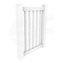 Load image into Gallery viewer, Niagra 3 ft. W x 4 ft. H White Vinyl Pool Fence Gate - Isometric View by Simple Fencing | simplefencing.co.uk