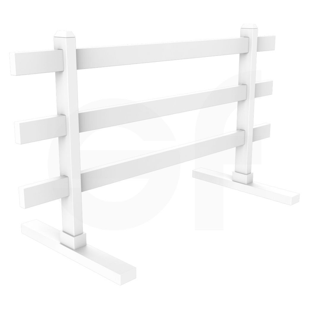 Portable 6 ft. W 4 ft. H x 3-Rail Temporary Fence - Isometric View by Simple Fencing | simplefencing.co.uk
