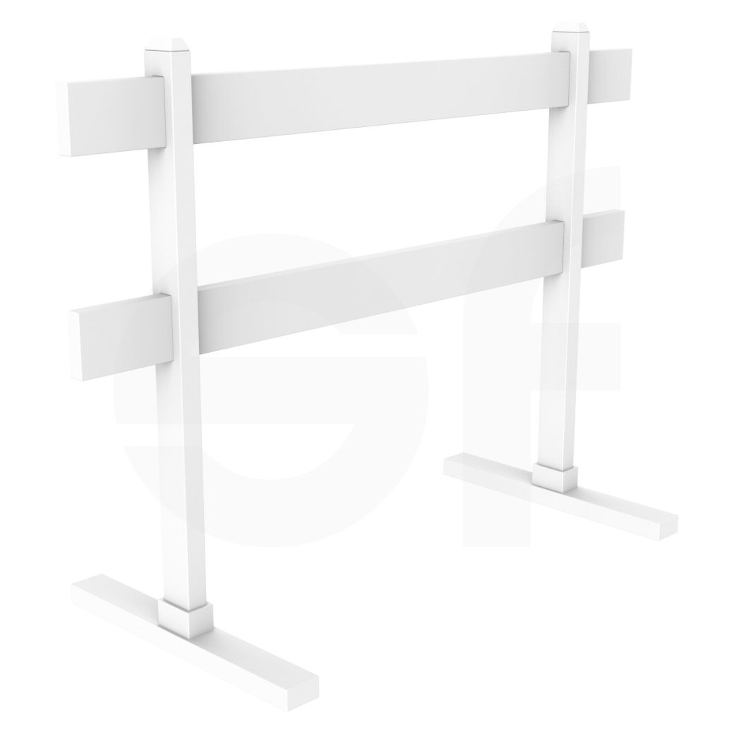 Portable 6 ft. W 3 ft. H x 2-Rail Temporary Fence - Isometric View by Simple Fencing | simplefencing.co.uk