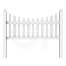 Load image into Gallery viewer, Scalloped 6 ft. W x 3 ft. H Picket Fence Panel - Front View by Simple Fencing | simplefencing.co.uk