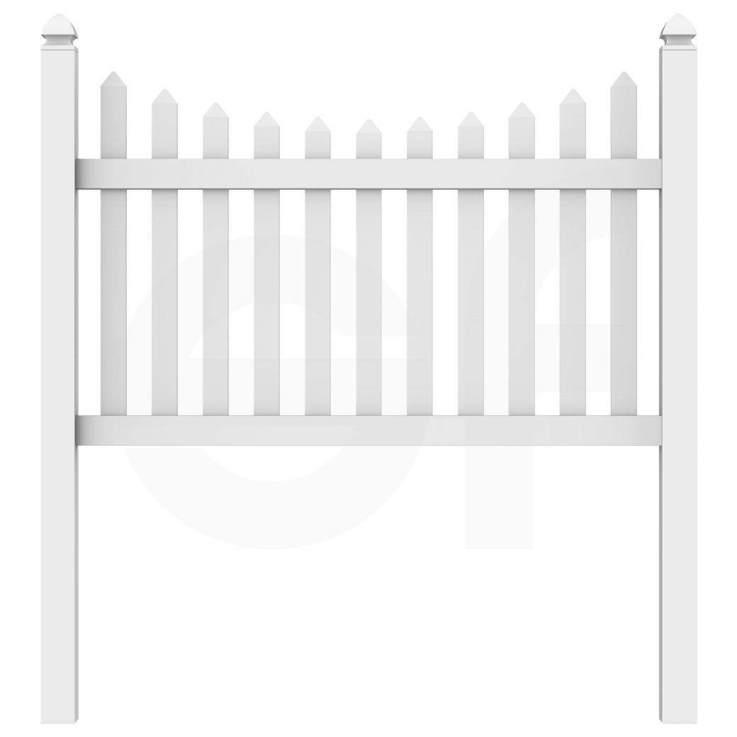 Scalloped 6 ft. W x 4 ft. H Picket Fence Panel - Front View by Simple Fencing | simplefencing.co.uk