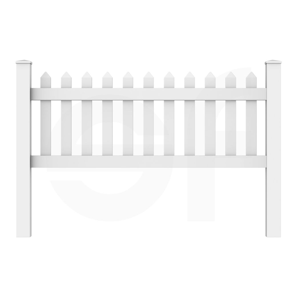 Straight 6 ft. W x 2.5 ft. H Picket Fence Panel - Front View by Simple Fencing | simplefencing.co.uk