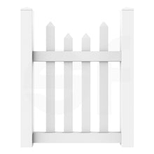 Load image into Gallery viewer, Scalloped 3 ft. W x 4 ft. H White Vinyl Fence Gate - Front View by Simple Fencing | simplefencing.co.uk