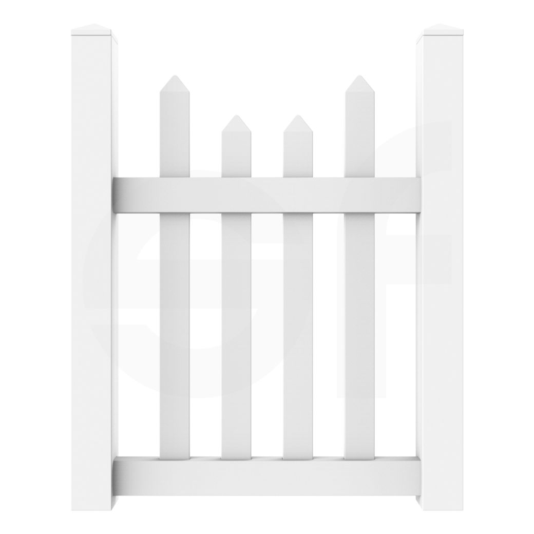Scalloped 3 ft. W x 4 ft. H White Vinyl Fence Gate - Front View by Simple Fencing | simplefencing.co.uk