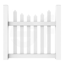 Load image into Gallery viewer, Scalloped 4 ft. W x 4 ft. H White Vinyl Fence Gate - Front View by Simple Fencing | simplefencing.co.uk