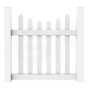 Scalloped 4 ft. W x 4 ft. H White Vinyl Fence Gate - Front View by Simple Fencing | simplefencing.co.uk