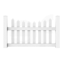 Load image into Gallery viewer, Scalloped 5 ft. W x 3 ft. H White Vinyl Fence Gate - Front View by Simple Fencing | simplefencing.co.uk