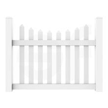 Load image into Gallery viewer, Scalloped 5 ft. W x 4 ft. H White Vinyl Fence Gate - Front View by Simple Fencing | simplefencing.co.uk