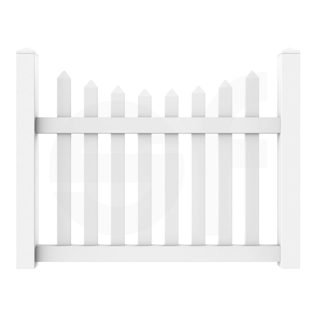 Scalloped 5 ft. W x 4 ft. H White Vinyl Fence Gate - Front View by Simple Fencing | simplefencing.co.uk