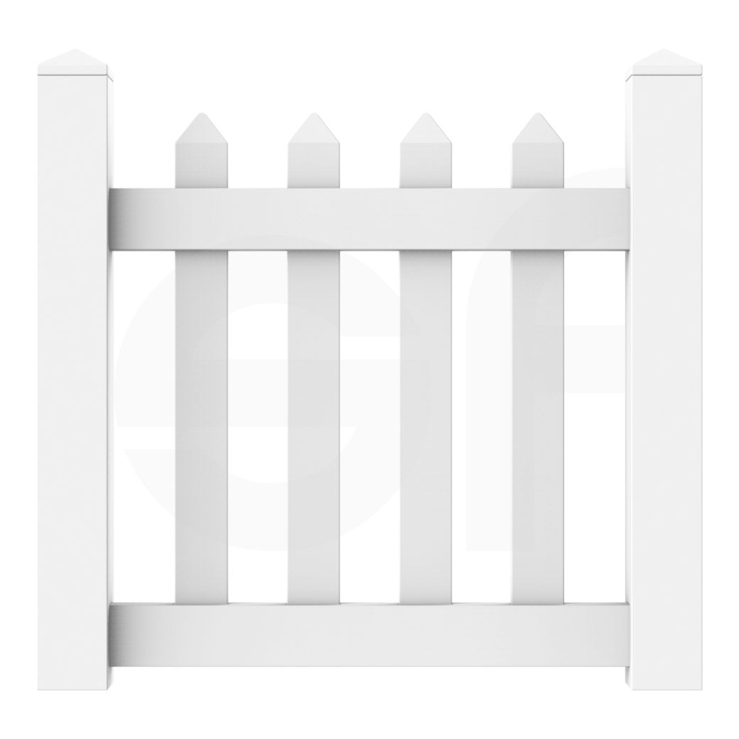Straight 3 - 4 - 5 ft. W x 3 ft. H White Vinyl Picket Fence Gate - Simple Fencing