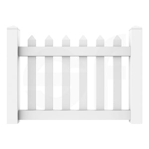 Straight 4 ft. W x 3 ft. H White Vinyl Picket Fence Gate - Front View by Simple Fencing | simplefencing.co.uk