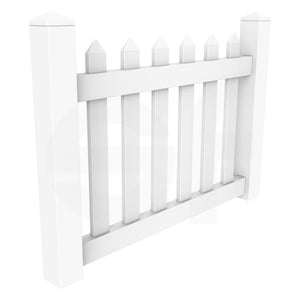 Straight 4 ft. W x 3 ft. H White Vinyl Picket Fence Gate - Isometric View by Simple Fencing | simplefencing.co.uk