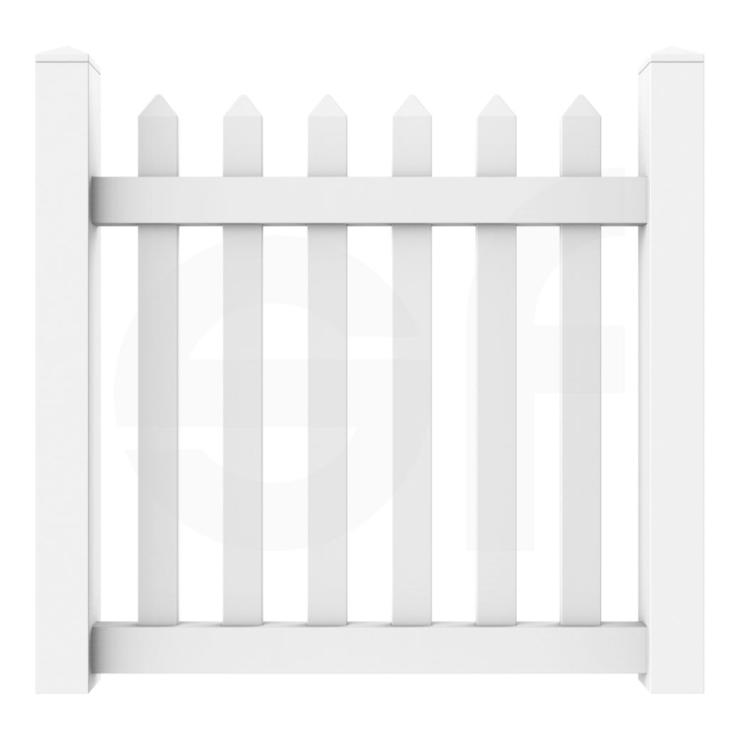Straight 3 - 4 - 5 ft. W x 4 ft. H White Vinyl Picket Fence Gate - Simple Fencing