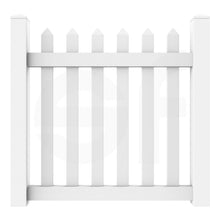 Load image into Gallery viewer, Straight 4 ft. W x 4 ft. H White Vinyl Picket Fence Gate - Front View by Simple Fencing | simplefencing.co.uk