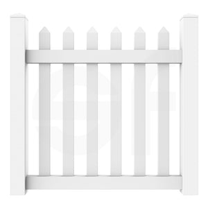 Straight 4 ft. W x 4 ft. H White Vinyl Picket Fence Gate - Front View by Simple Fencing | simplefencing.co.uk