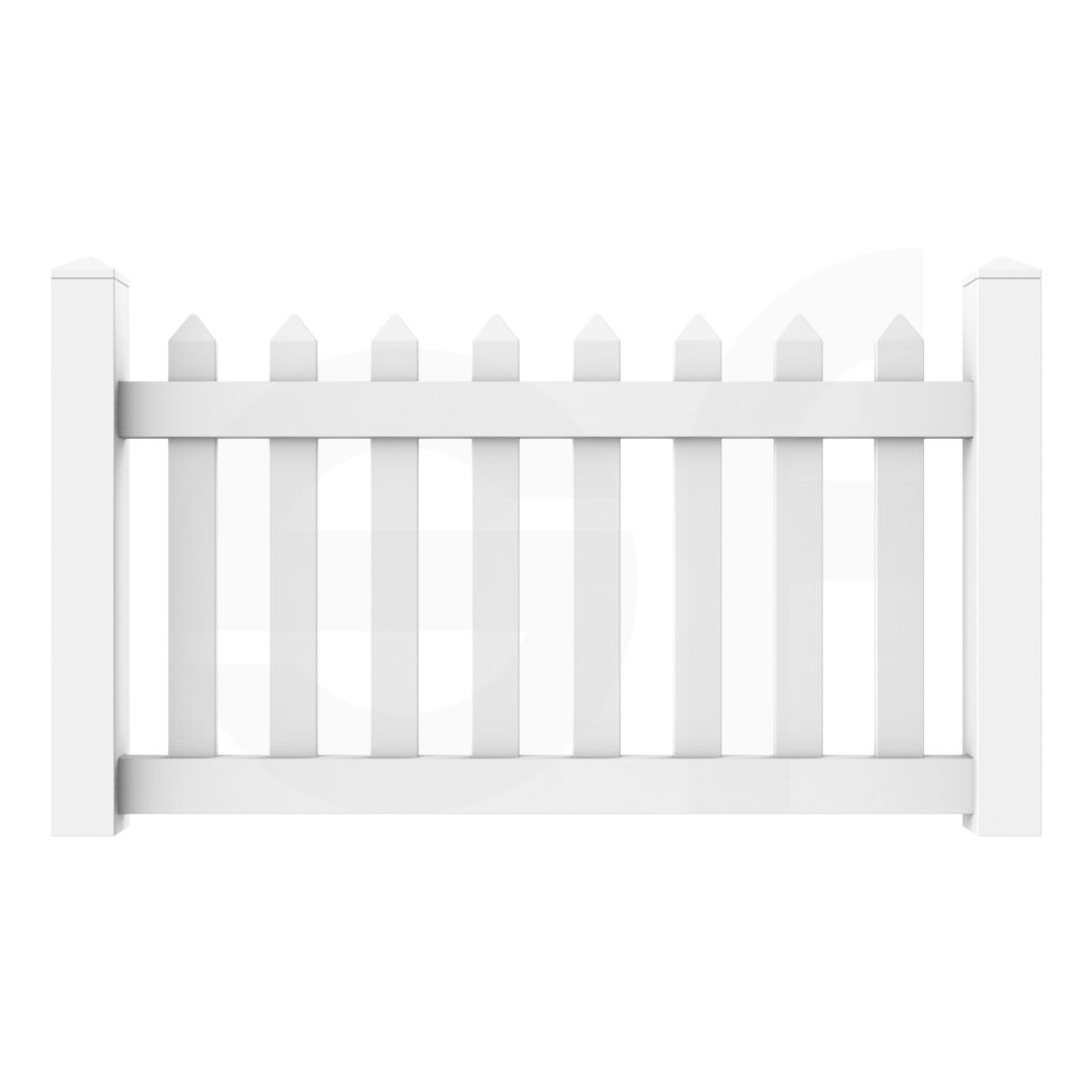 Straight 5 ft. W x 3 ft. H White Vinyl Picket Fence Gate - Front View by Simple Fencing | simplefencing.co.uk
