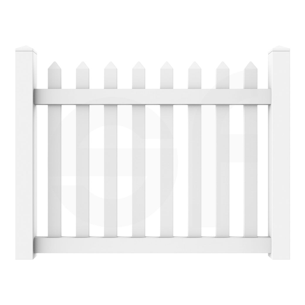 Straight 3 - 4 - 5 ft. W x 4 ft. H White Vinyl Picket Fence Gate - Simple Fencing