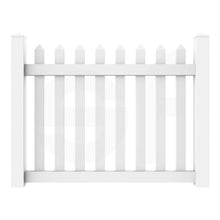 Load image into Gallery viewer, Straight 5 ft. W x 4 ft. H White Vinyl Picket Fence Gate - Front View by Simple Fencing | simplefencing.co.uk