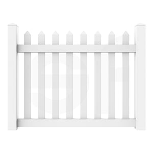 Straight 5 ft. W x 4 ft. H White Vinyl Picket Fence Gate - Front View by Simple Fencing | simplefencing.co.uk