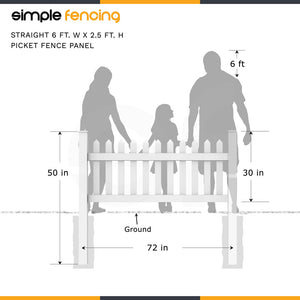 2.5 ft. H - Picket Fence - Size Chart - Family View