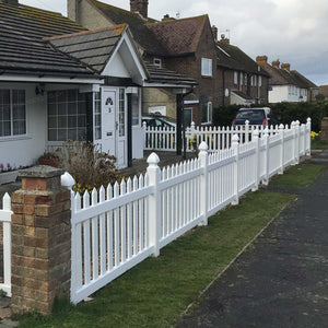 White Picket Fence Panels Straight Section (6 ft. W x 2.5 ft. H) - Installation View | simplefencing.co.uk